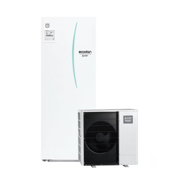 Pompa de caldura aer apa de tip split Mitsubishi Electric Zubadan ERST20C-VM2DR1 + PUHZ-SHW80VAA, 8 kW cu rezervor de 200 L